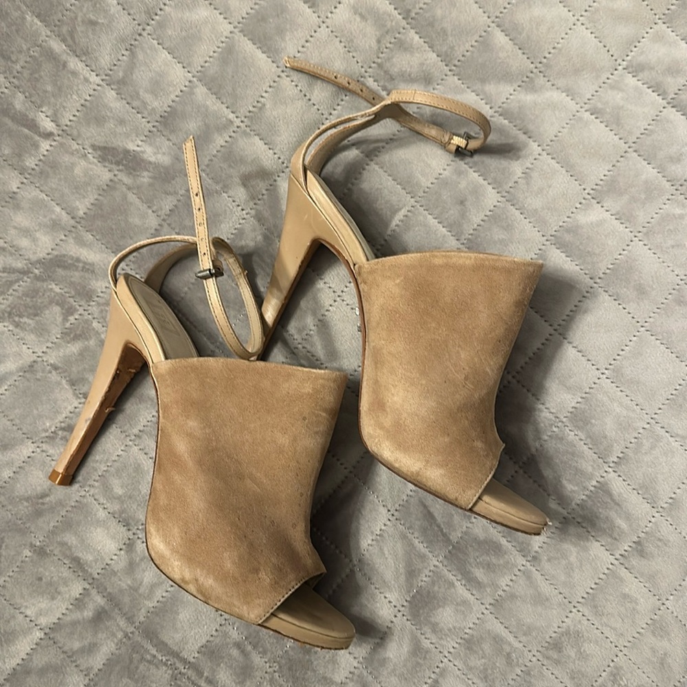 Herve leger suede mule heels